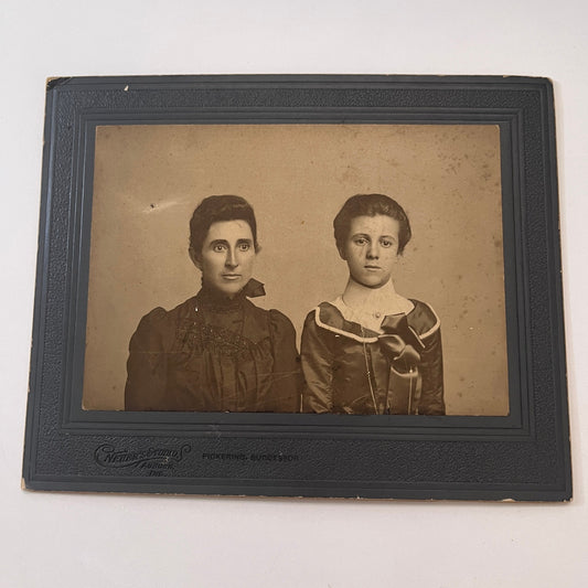 Mother & Daughter - Neher's Studio Auburn IN Antique Victorian CDV Card H4-2