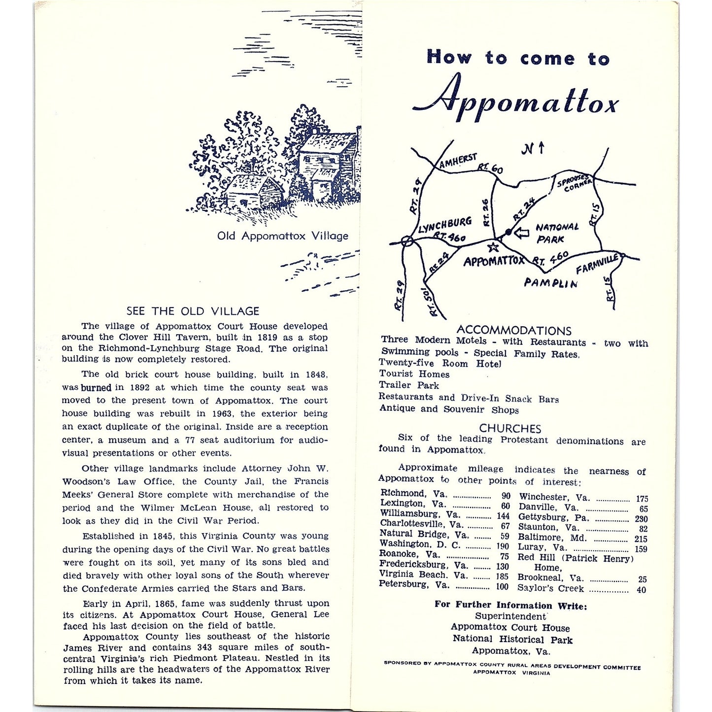 Appomattox Virginia Historic Scene of Civil War Surrender 1960s Brochure TH2-TB3