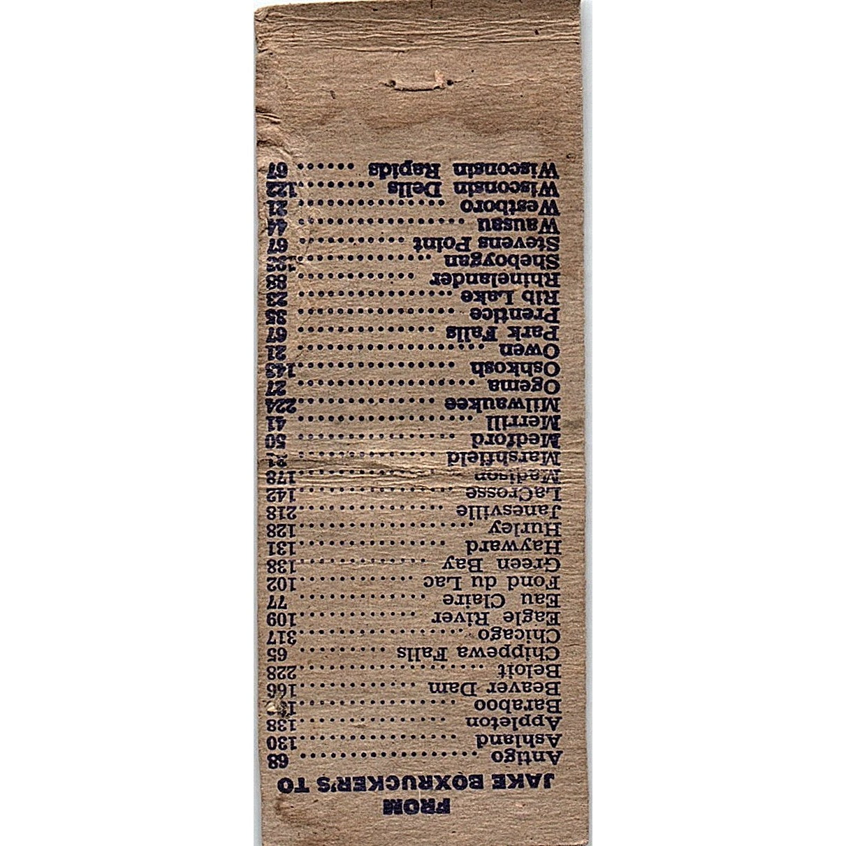 Jake Boxrucker Liquors Stetsonville WI Pinup Vintage Matchbook Cover SF3-Y5