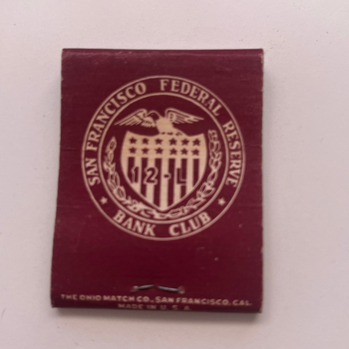 San Francisco Federal Reserve Bank Club Vintage Matchbook Cover TB8-MB2-9