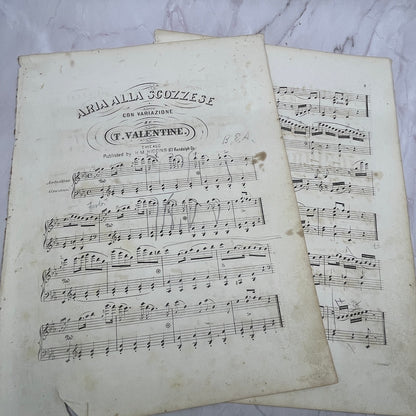 c1860 Aria Alla Scozzese Con Variazione T. Valentine Sheet Music V16