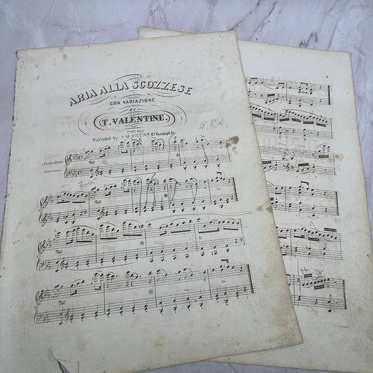 c1860 Aria Alla Scozzese Con Variazione T. Valentine Sheet Music V16