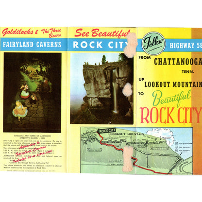 1951 Hwy 58 Rock City Chattanooga TN Lookout Mtn Fold Out Travel Brochure TJ5-TB