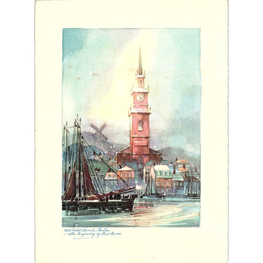 Old North Church, Boston Engraving by Paul Revere Vintage Art Print 6x8" V17