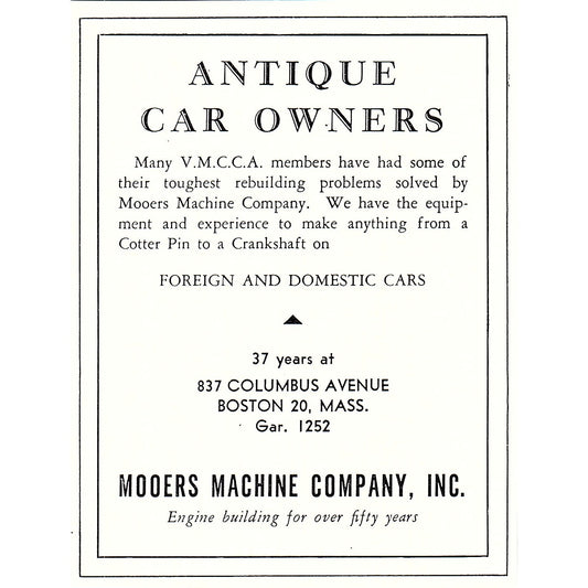 Mooers Machine Company Inc Boston MA 1950 Ad AF6-M8