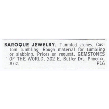 Baroque Jewelry Gemstones of the World Phoenix AZ 1964 Magazine Ad AB6-LJS4