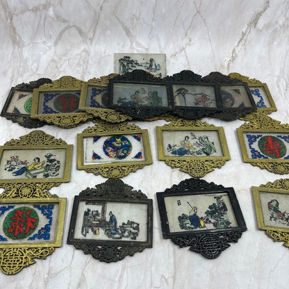 Vintage Huge Lot of Oriental Chinese Japanese Mini Wall Art Plaques TF5