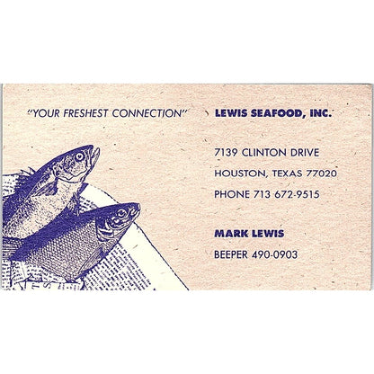 Mark Lewis Seafood Inc Houston Vintage Business Card SD9-B7