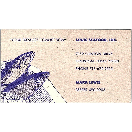 Mark Lewis Seafood Inc Houston Vintage Business Card SD9-B7