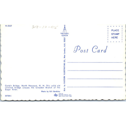 Corbin Bridge North Newport NH Sugar River Covered Bridge Postcard PC3