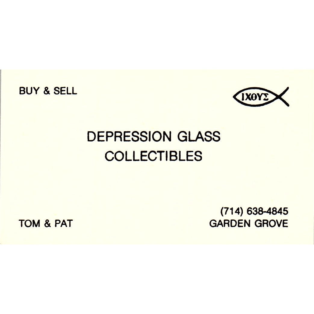 Depression Glass Collectibles Tom & Pat Garden Grove CA Business Card SE3-B16