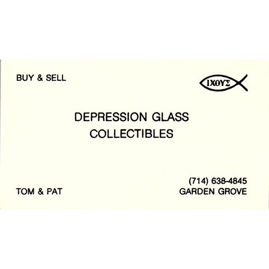 Depression Glass Collectibles Tom & Pat Garden Grove CA Business Card SE3-B16
