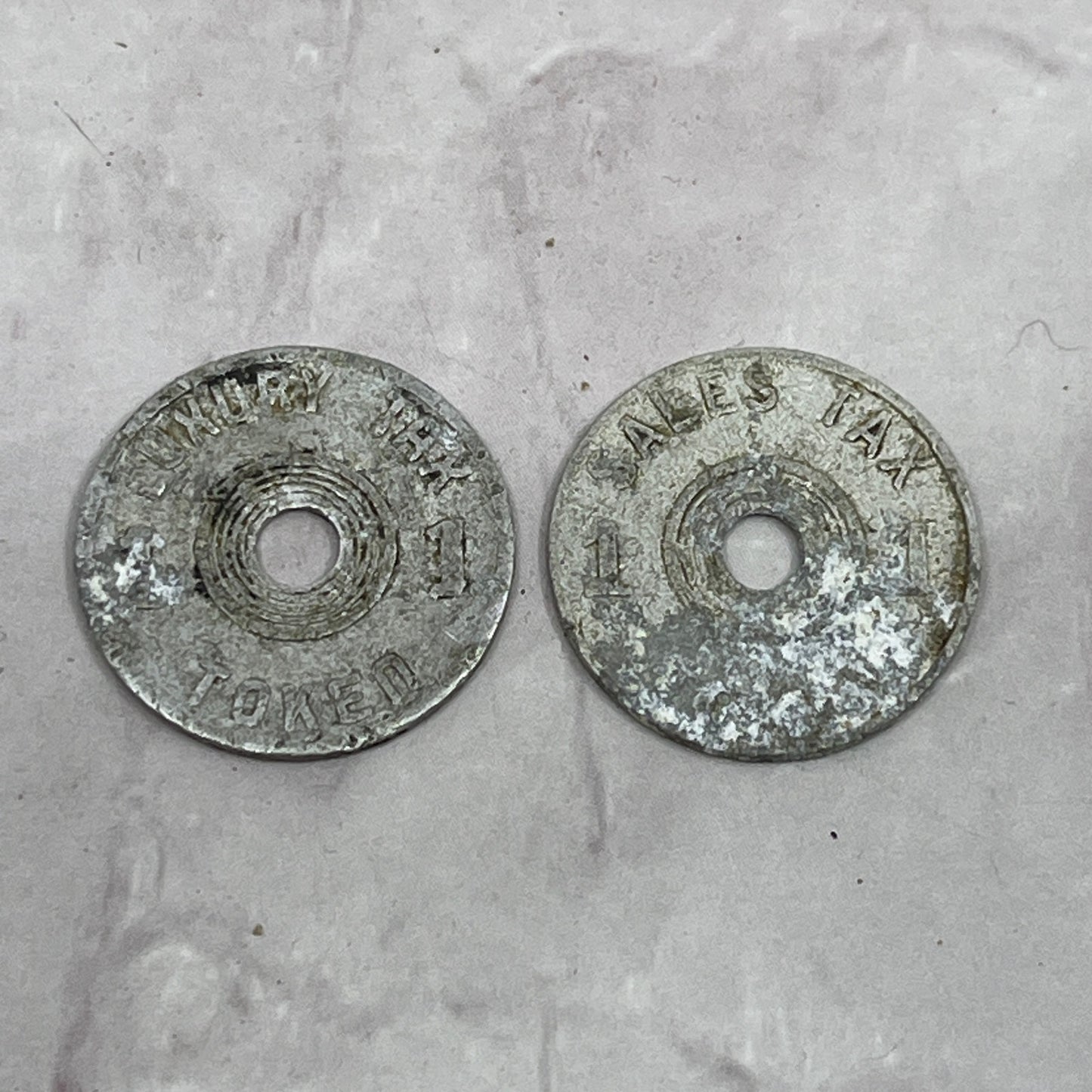 Vintage Alabama State Sales Tax & Luxury Tax Metal Token Chit Set of 2 SE2