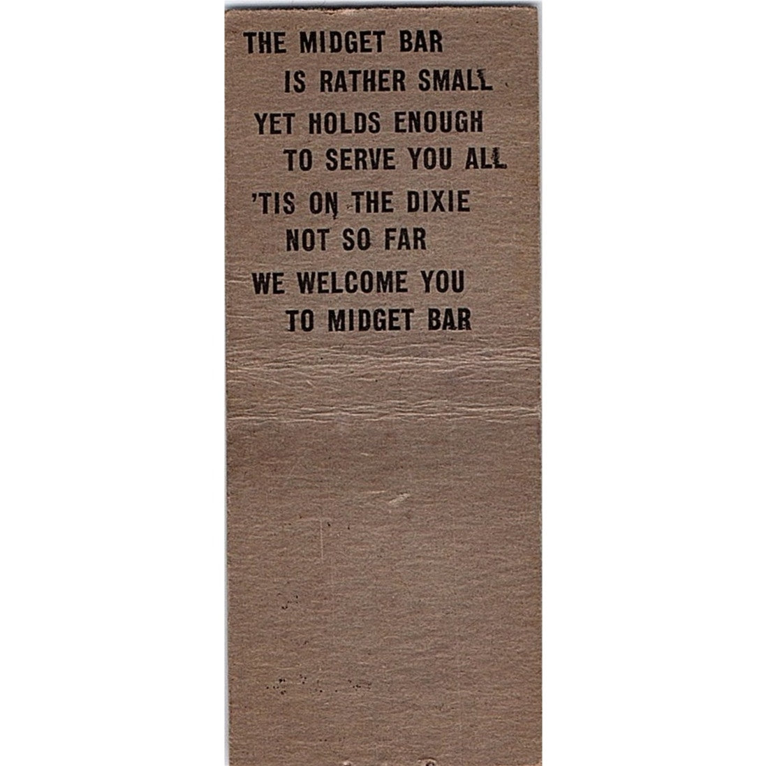 The Midget Bar Garth Mellick Pontiac MI Vintage Matchbook Cover SC7-Y5