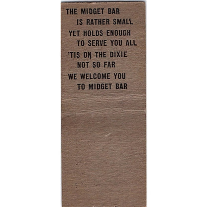 The Midget Bar Garth Mellick Pontiac MI Vintage Matchbook Cover SC7-Y5