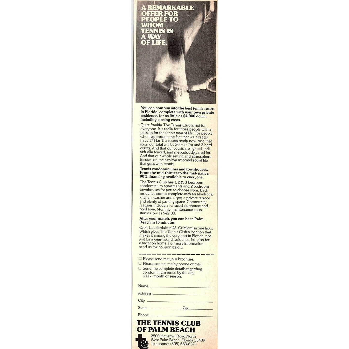 The Don Kerbis Tennis Ranch Watervliet MI Stroke Choke 1977 Ad AF3-5