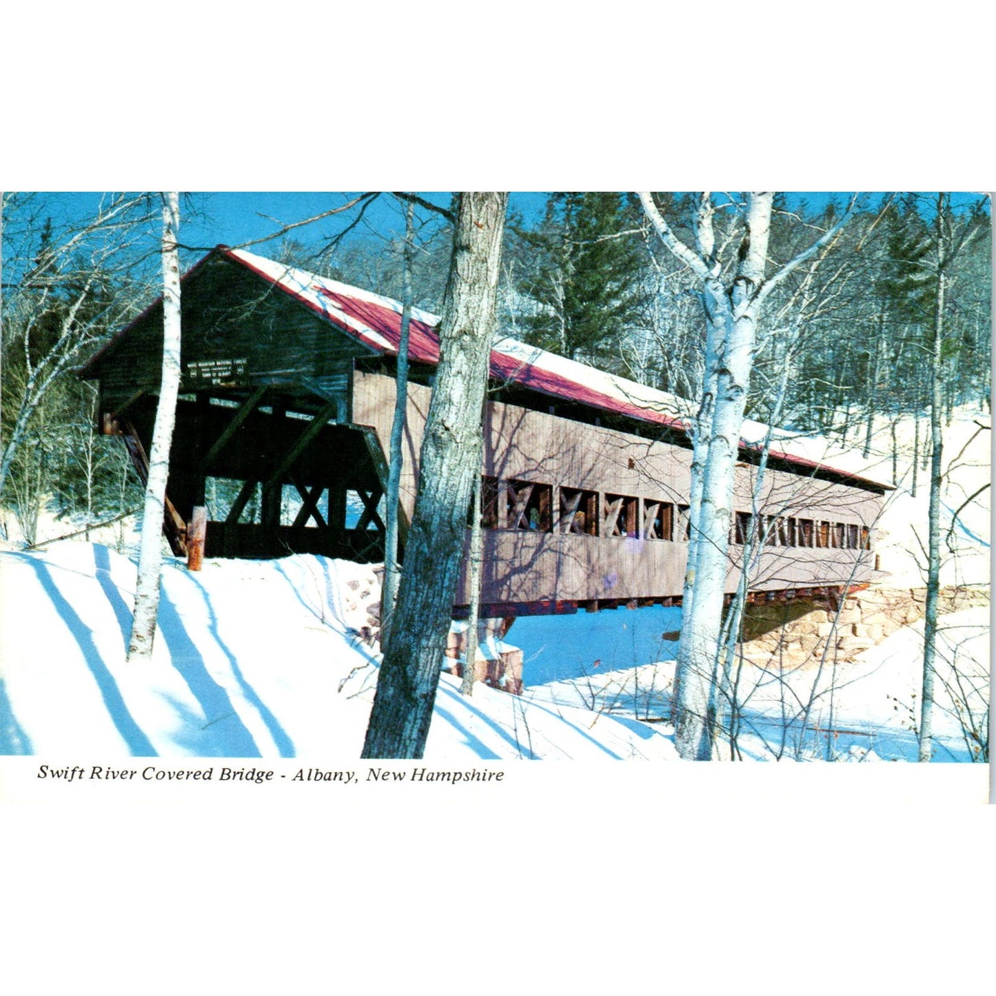 Swift River Bridge Albany NH Vintage Covered Bridge Postcard PC13