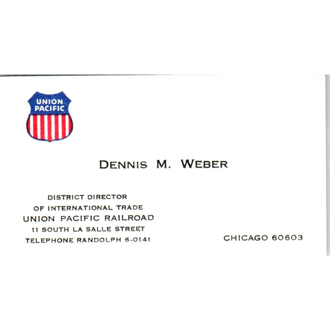 Dennis M. Weber Union Pacific Railroad Vintage Business Card SD4-B4