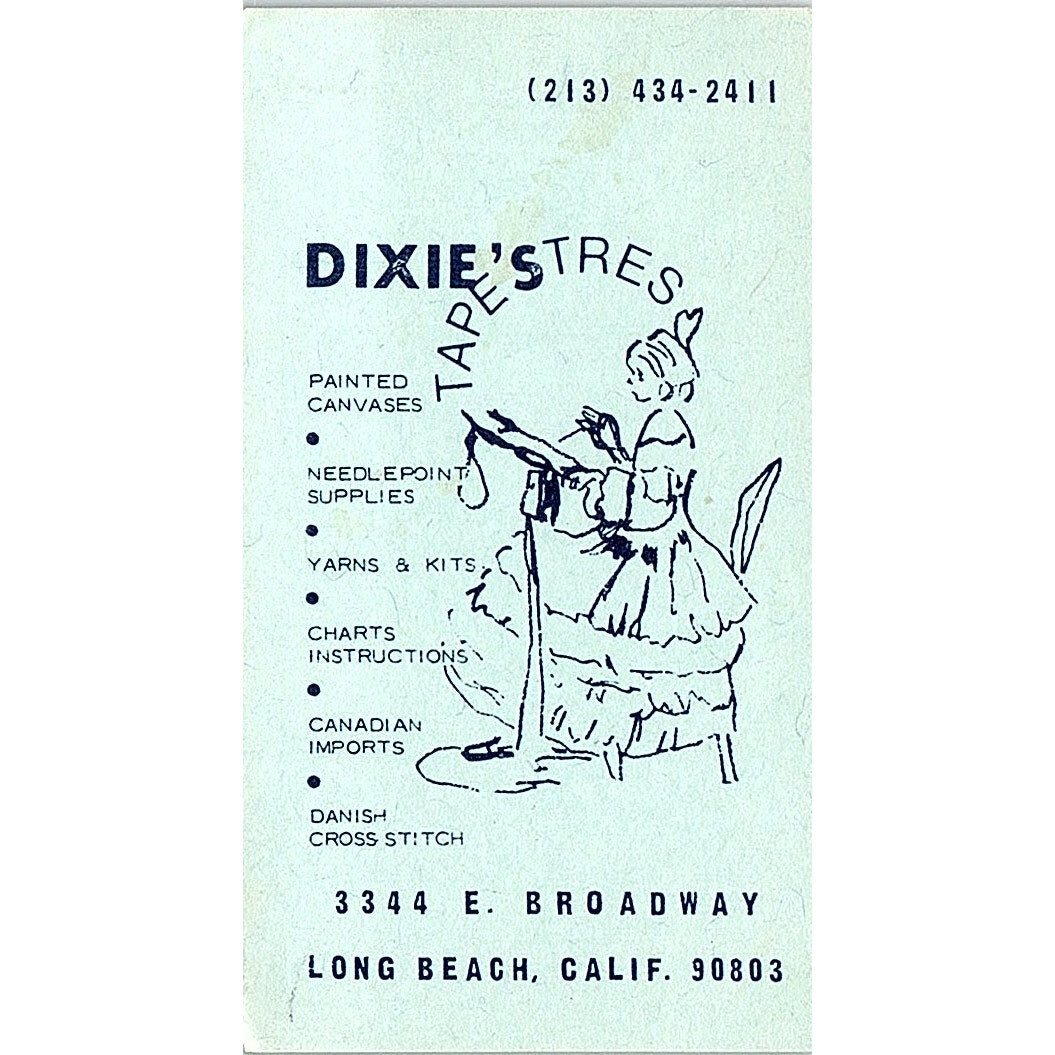 Dixie's Tape Tres Painted Canvases Yarns & Kits CA Vintage Business Card SF3-B3
