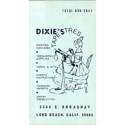 Dixie's Tape Tres Painted Canvases Yarns & Kits CA Vintage Business Card SF3-B3