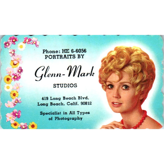 Portraits by Glenn-Mark Studios Long Beach Vintage Business Card SD8-B10