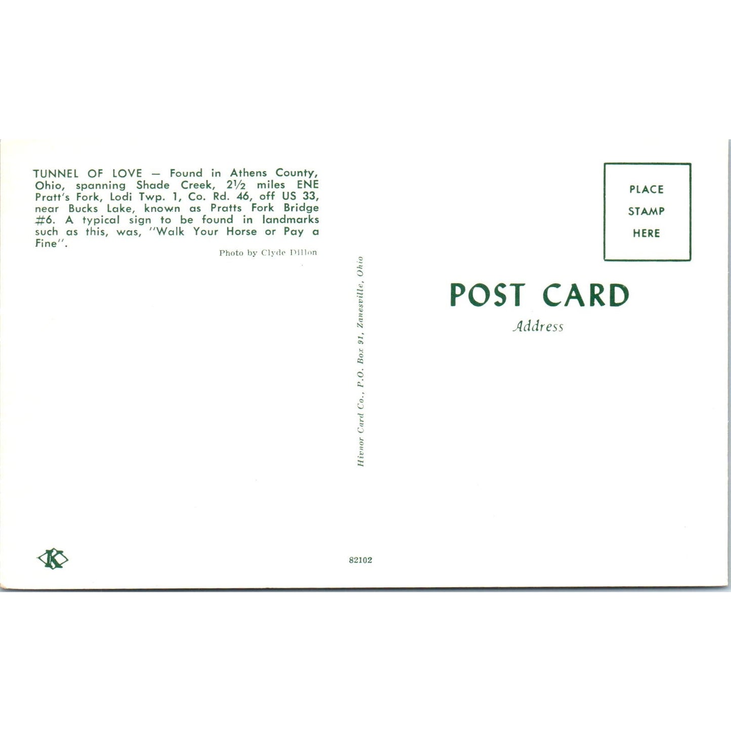 Pratts Fork Bridge Athens County Ohio Covered Bridge Postcard PB10