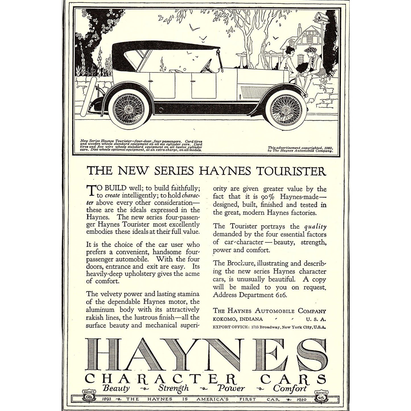 Haynes Character Cars Series Haynes Tourister Kokomo IN c1920 Ad AF8-7