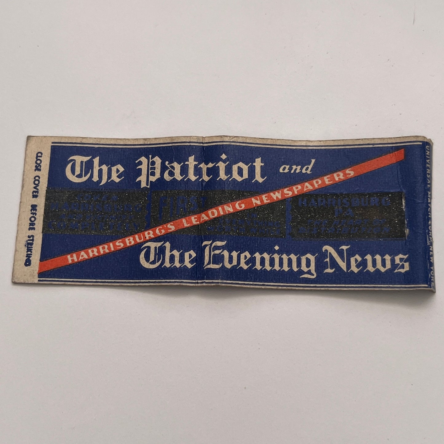 Harrisburg Patriot & Evening News Newspapers Vintage Matchbook Cover TB8-MB-4