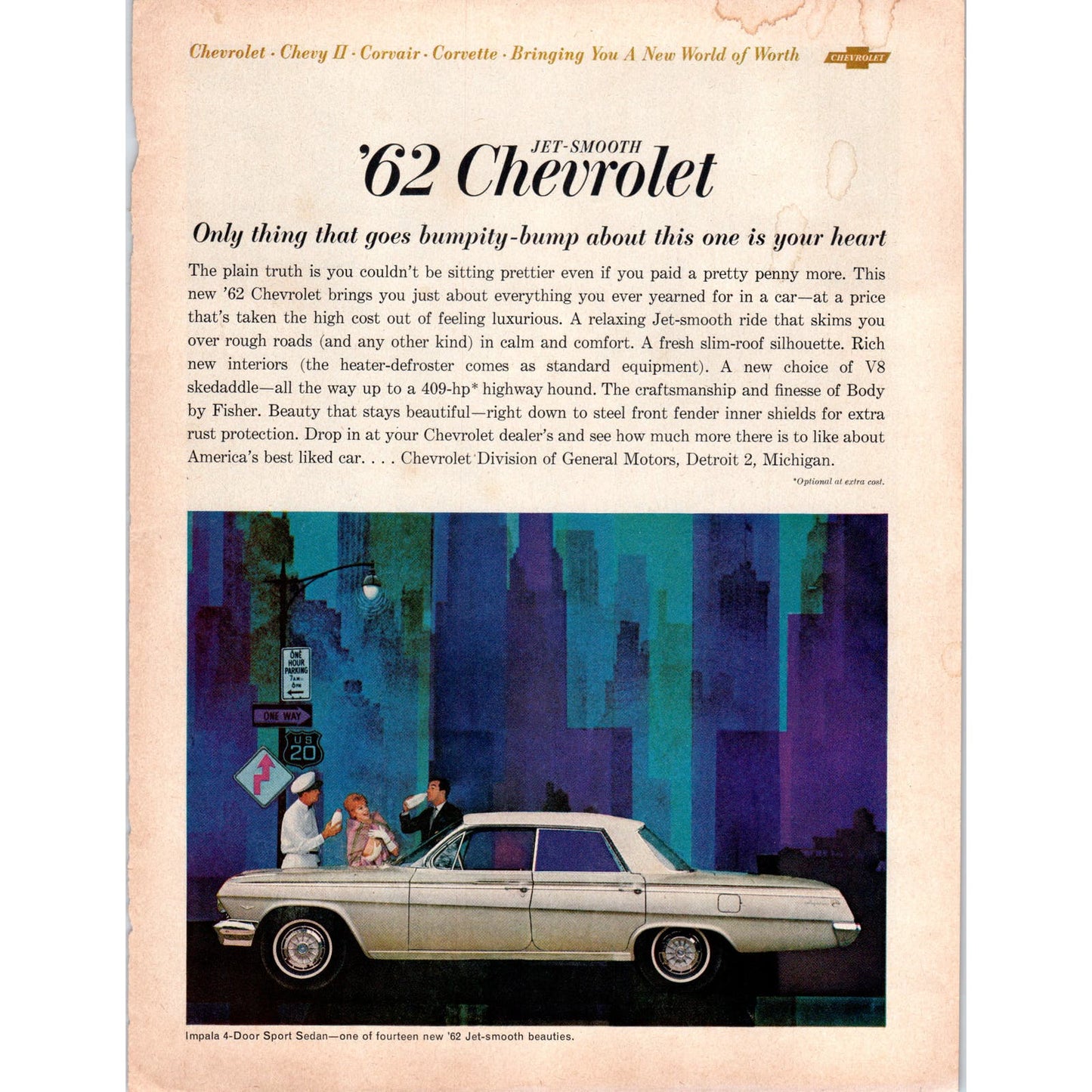 Jet Smooth 1962 Chevrolet Chevy Vintage Magazine Advertisement D9