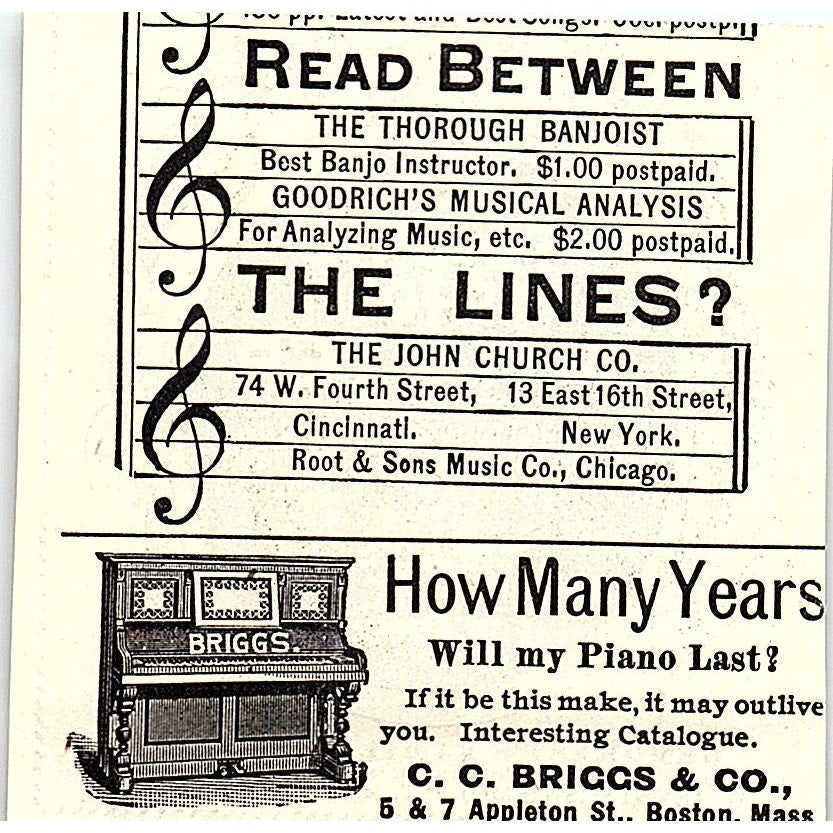 Sing Without Your Master W. Jennings DeMorest NY 1892 Ad AG2-S26