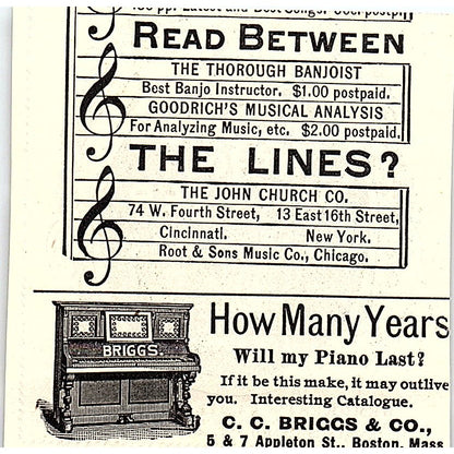 Sing Without Your Master W. Jennings DeMorest NY 1892 Ad AG2-S26
