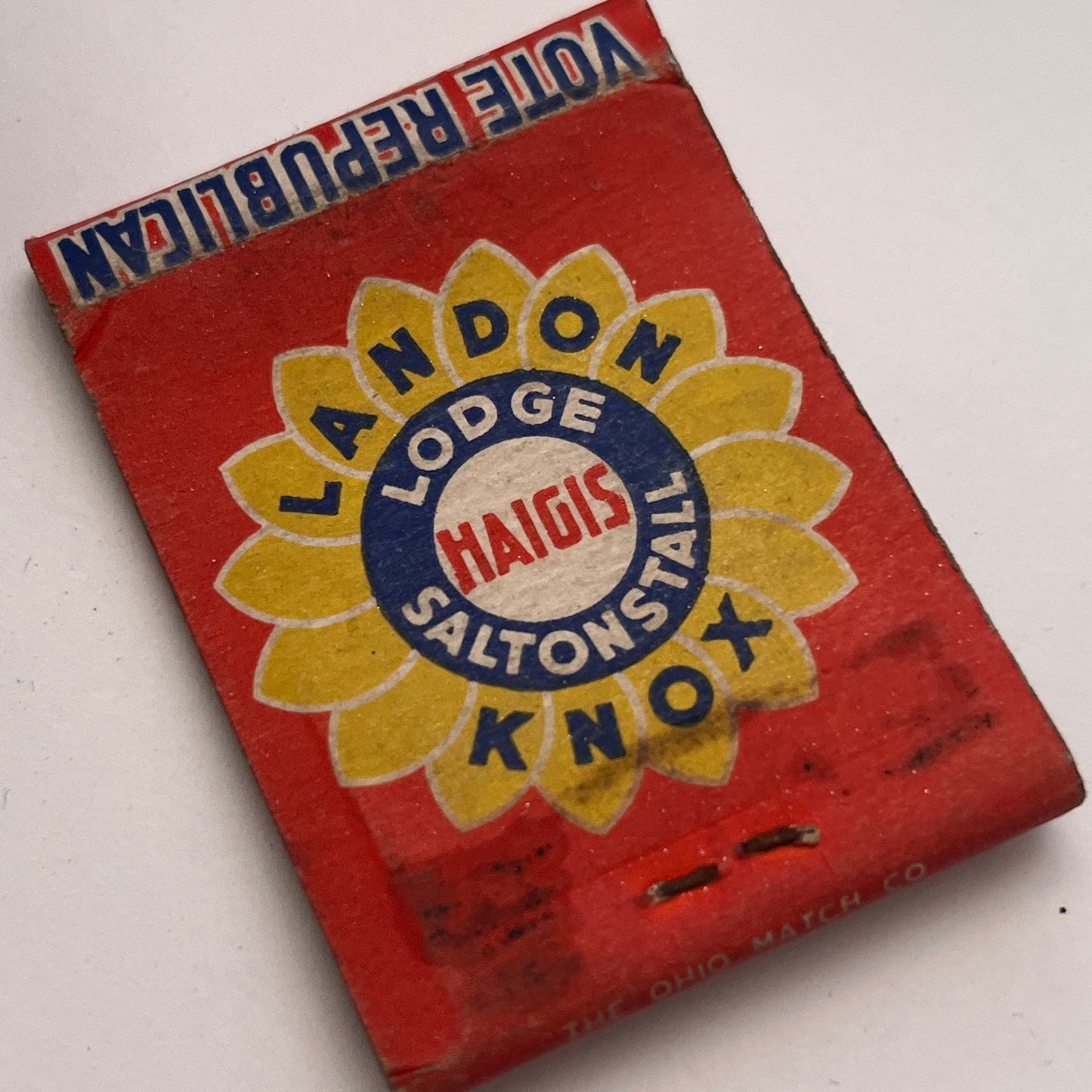 Vote Landon Knox John W. Haigis for Governor Vintage Matchbook Cover TB8-MB-5