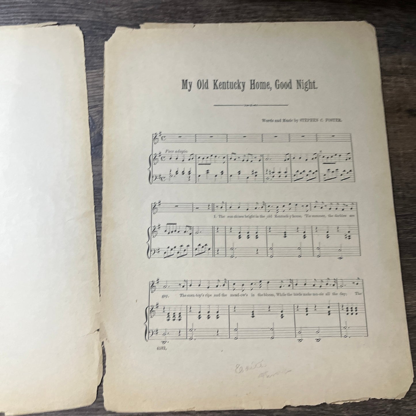 My Old Kentucky Home Good-Night Stephen C Foster 1890s Sheet Music V13