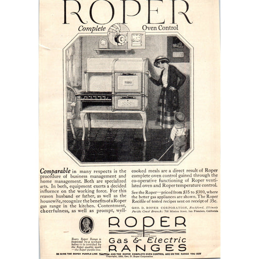 Geo. D. Roper Gas & Electric Ranges 1924 Magazine Ad AF2-A1