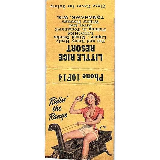 Little Rice Resort Pat & Rusty Healy Tomahawk WI Pinup Matchbook Cover SF3-Y3