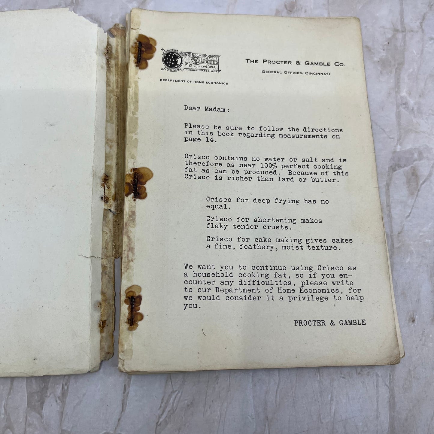 1923 Mrs. Neil's Cooking Secrets Harris Neal Proctor & Gamble Cookbook TI9-P1