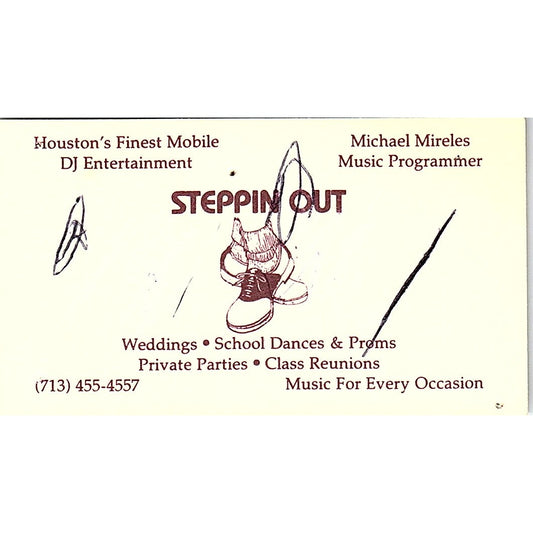 Michael Mireles Steppin Out DJ Entertainment Houston Vtg Business Card SD9-B7