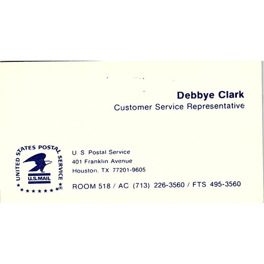 United States Postal Service Debbye Clark Texas Vintage Business Card SF3-B3