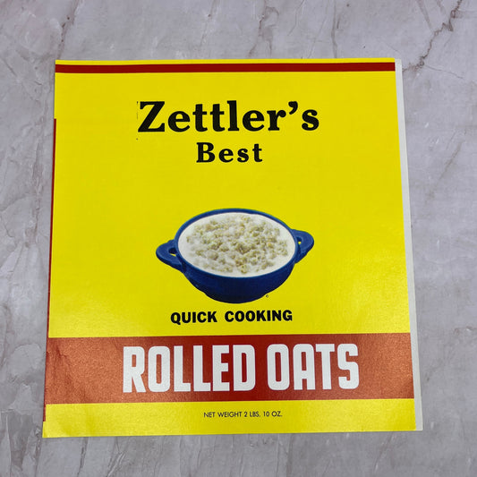 Zettler's Best Rolled Oats Label Zettler Food Supply Trenton New Jersey TH9