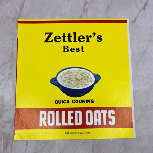 Zettler's Best Rolled Oats Label Zettler Food Supply Trenton New Jersey A19