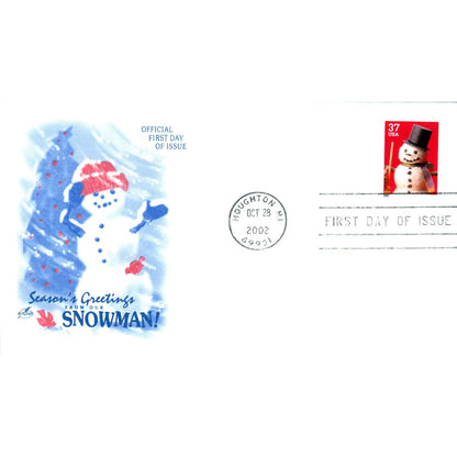 2002 ArtCraft Snowman Houghton MI First Day Postal Cover TI5-PC1