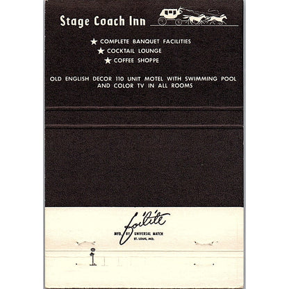 Stage Coach Inn Hillcrest Heights MD Large Vintage Matchbook TB6-MB2-10