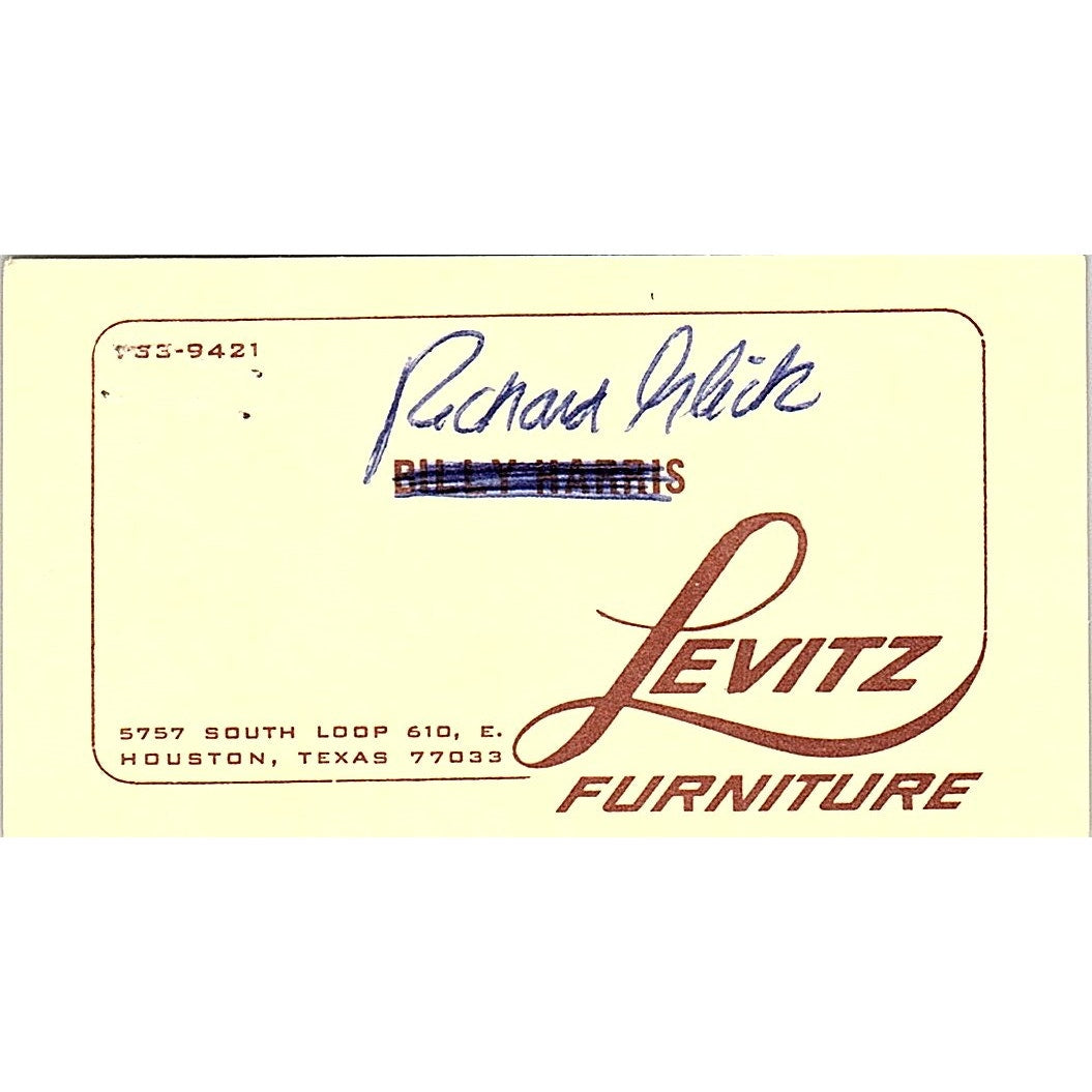 Levitz Furniture Houston Texas Richard Glick Vintage Business Card SF3-B4