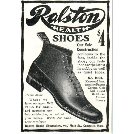 Ralston Health Shoes Campello MA 1903 Magazine Ad AF2-O4