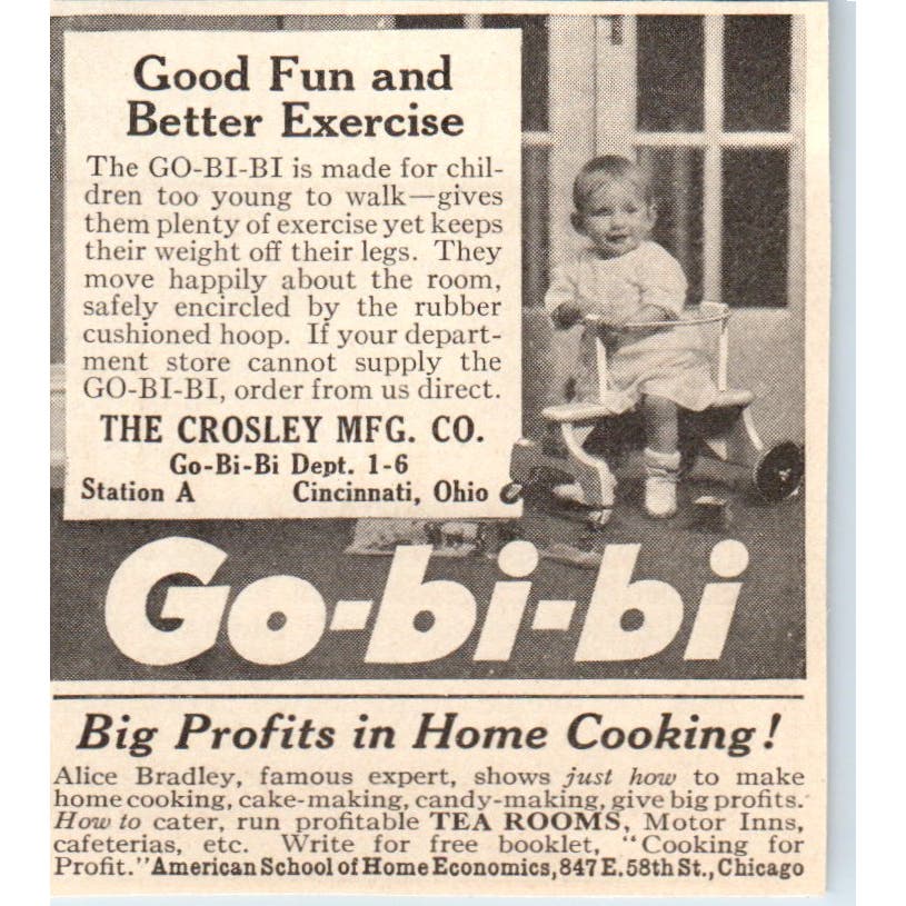 Go-Bi-Bi Baby Walker Crosley Mfg Co Cincinnati OH 1924 Magazine Ad AF7-LJ1
