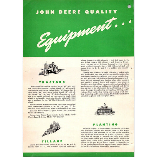 1953 John Deere Quality Equipment 2 Page Ad I15