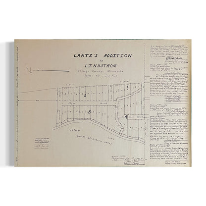 Lantz's Addition to Lindstrom Chisago County MN Vintage Plat Map RM1