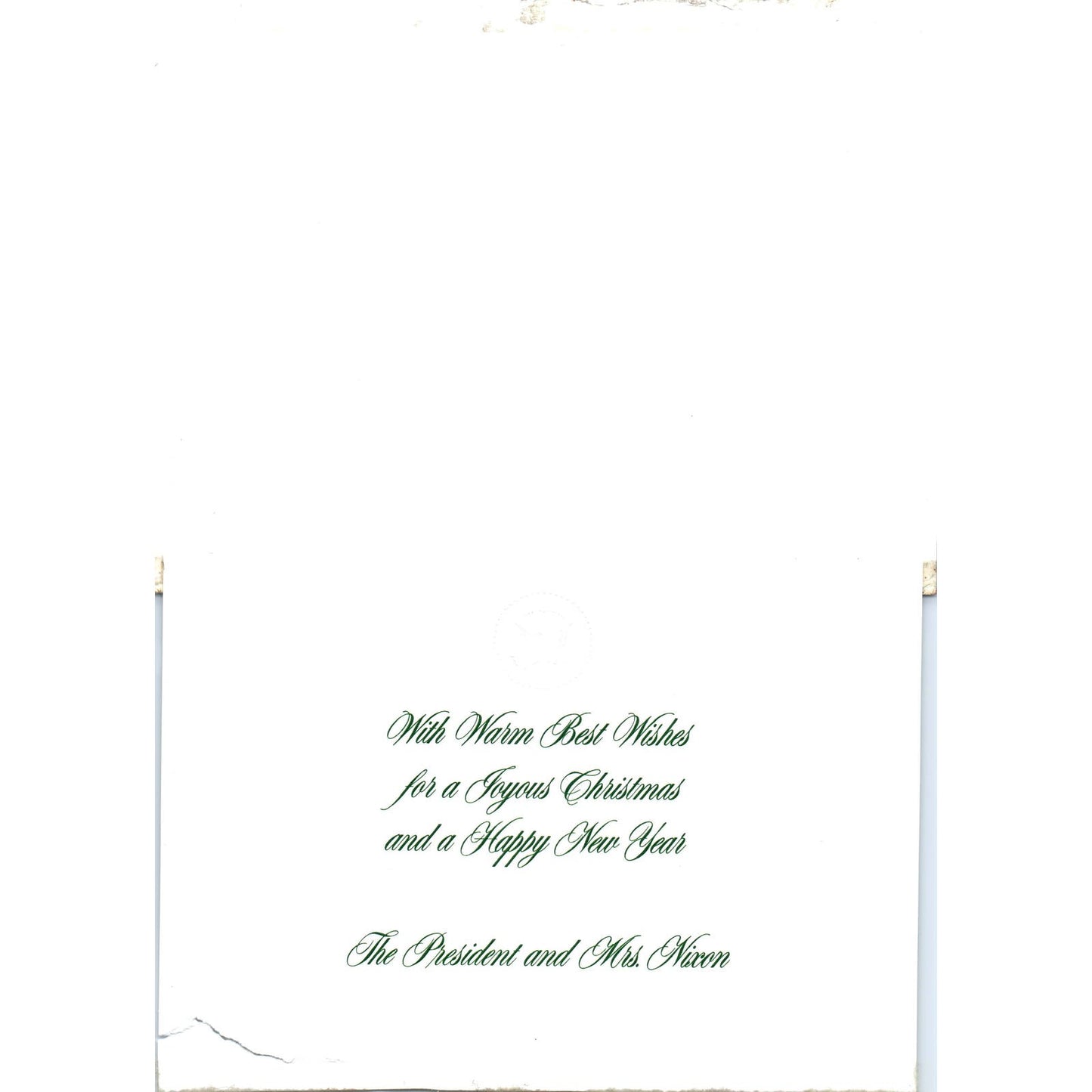 Vintage President Richard Nixon Christmas Greeting Card W.H. Bartlett Print AE7