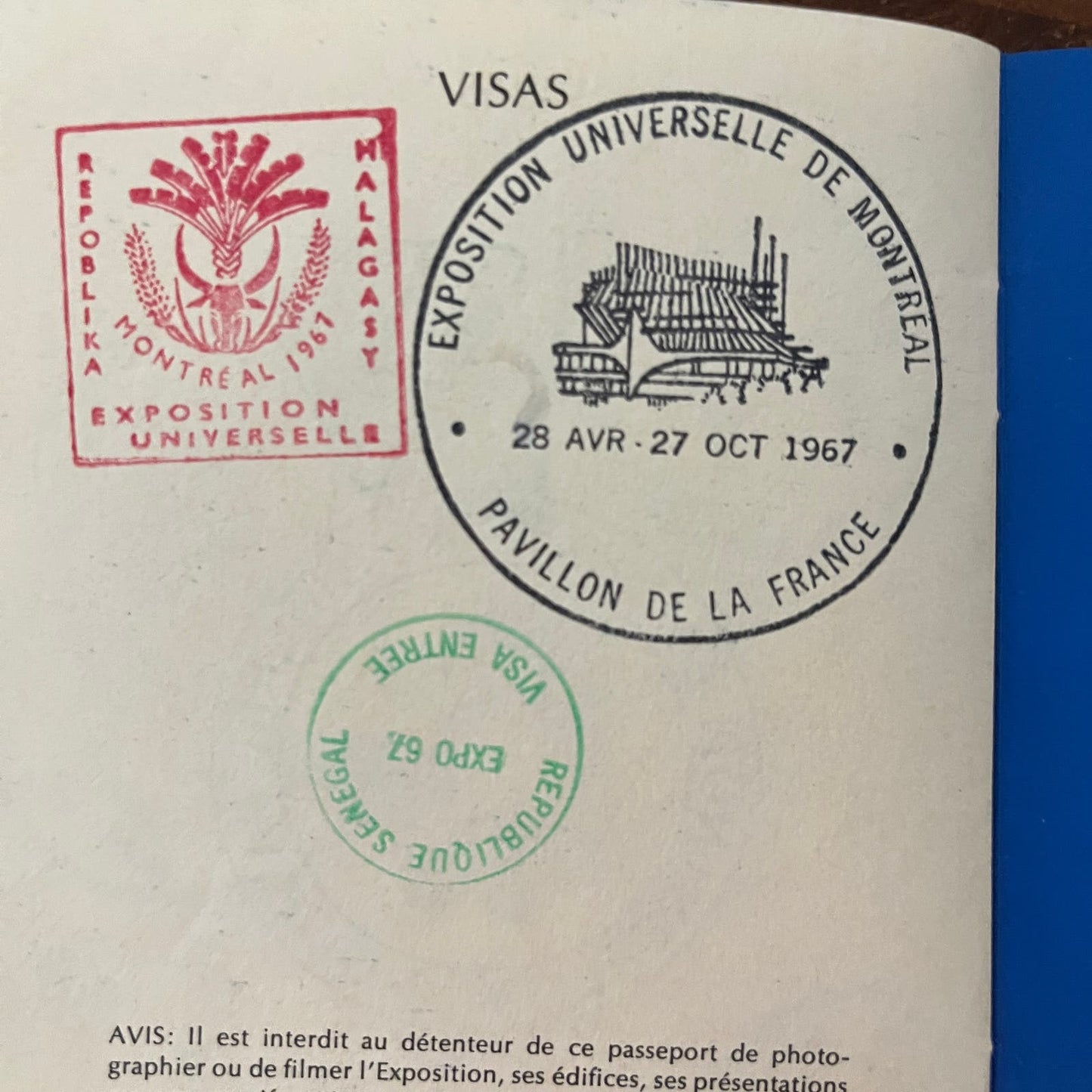 Expo 67 Montreal Adult Season Passport 1967 With Stamps TF5-L3