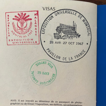Expo 67 Montreal Adult Season Passport 1967 With Stamps TF5-L3